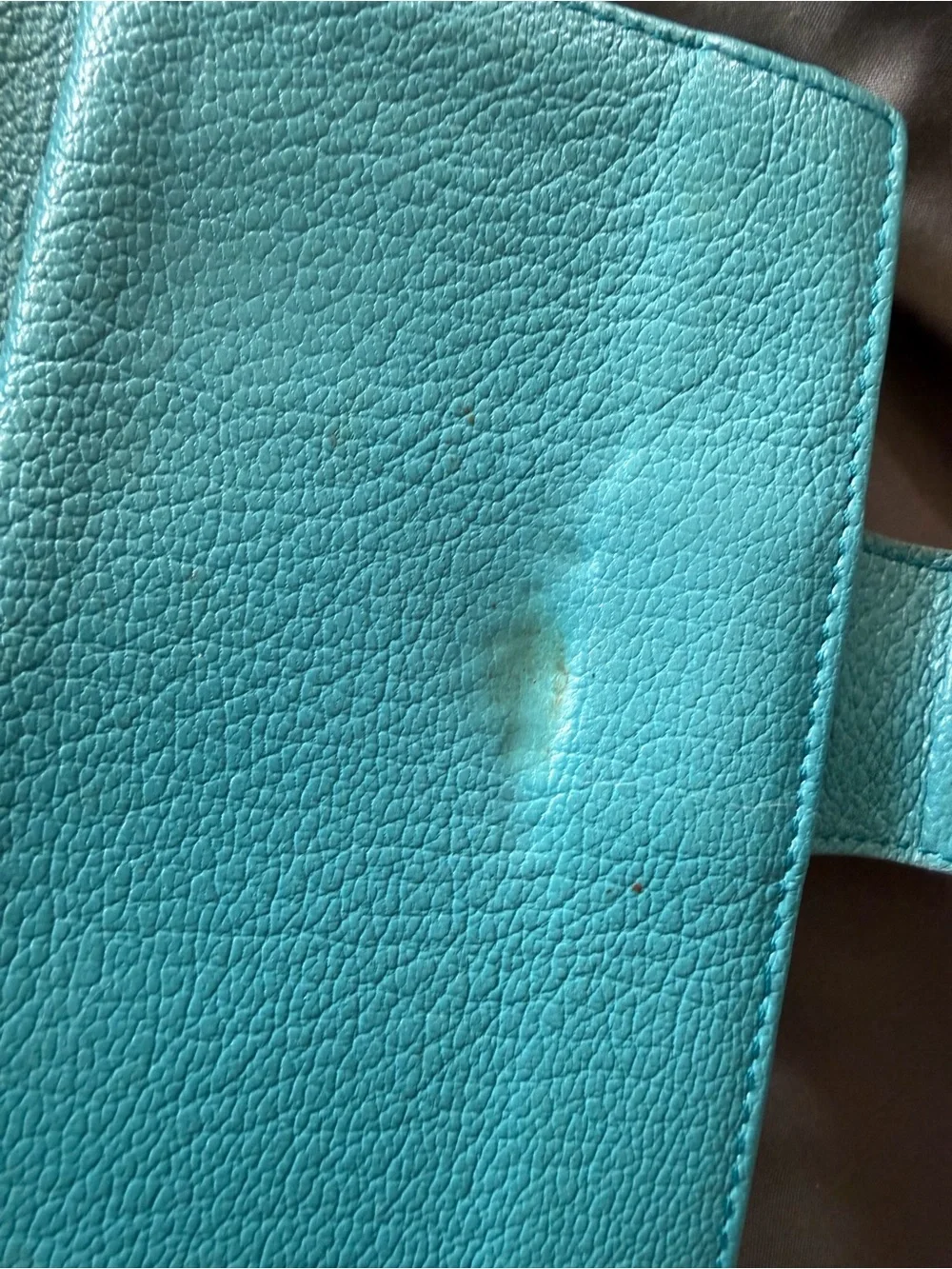 BVLGARI Turquoise Leather Kisslock Wallet with Gold Logo